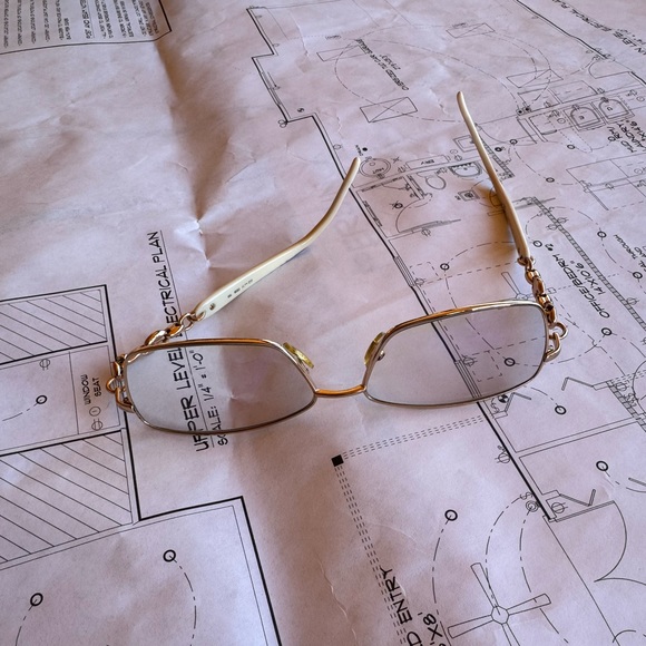 Gucci eyeglass frames gold with white enamel 4251 - Picture 1 of 8
